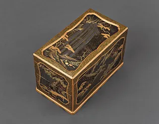 書道具 蒔絵紅葉瀑布図硯筥