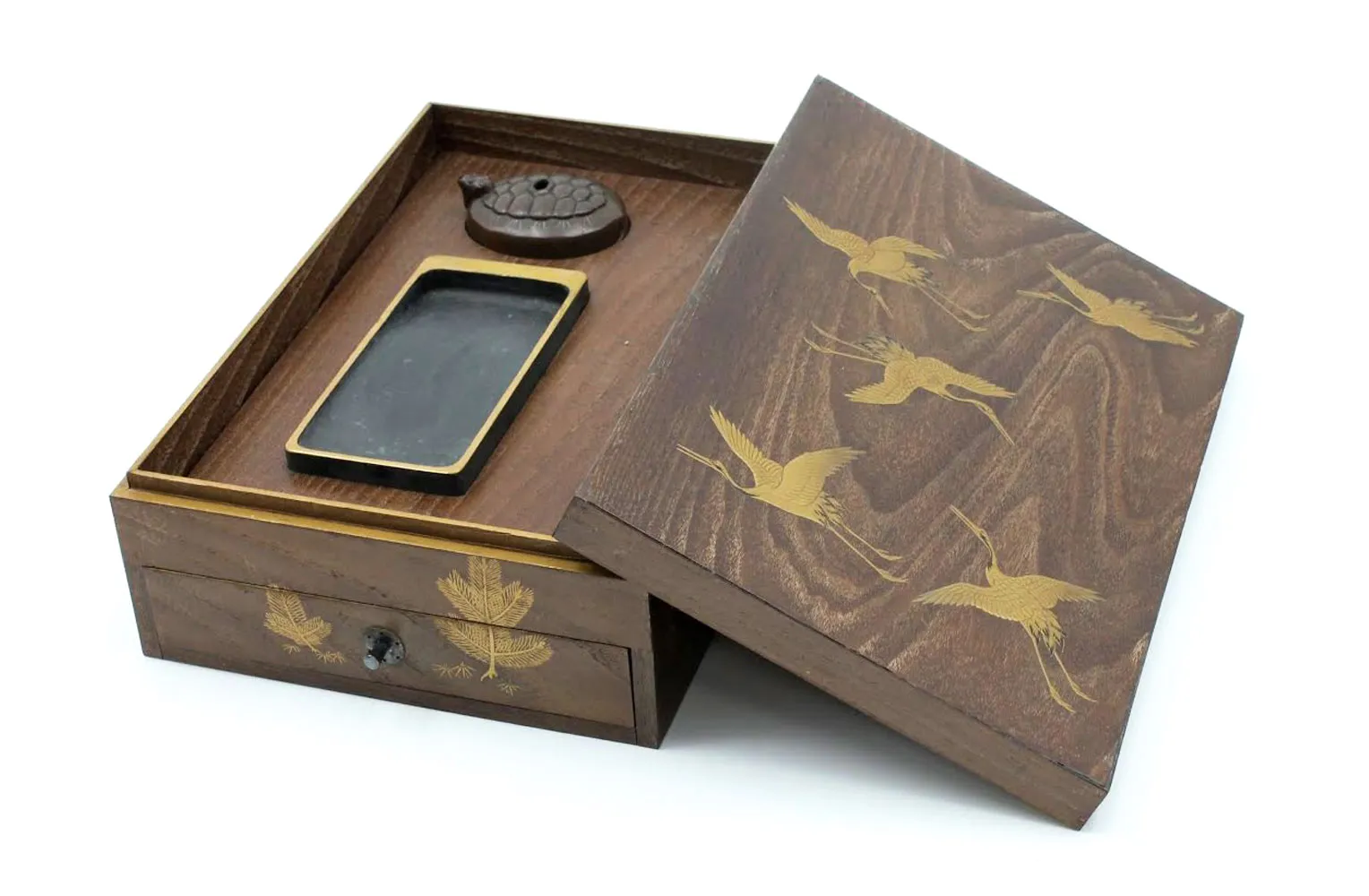 飛鶴紋蒔絵硯箱