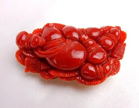 赤珊瑚 瓢箪 帯留め