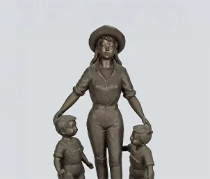 玉野勢三 大型ブロンズ彫刻像 母子