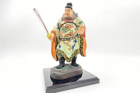 平野千里 木彫極彩色置物「鍾馗」