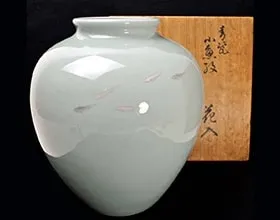 諏訪蘇山作 青磁花入れ